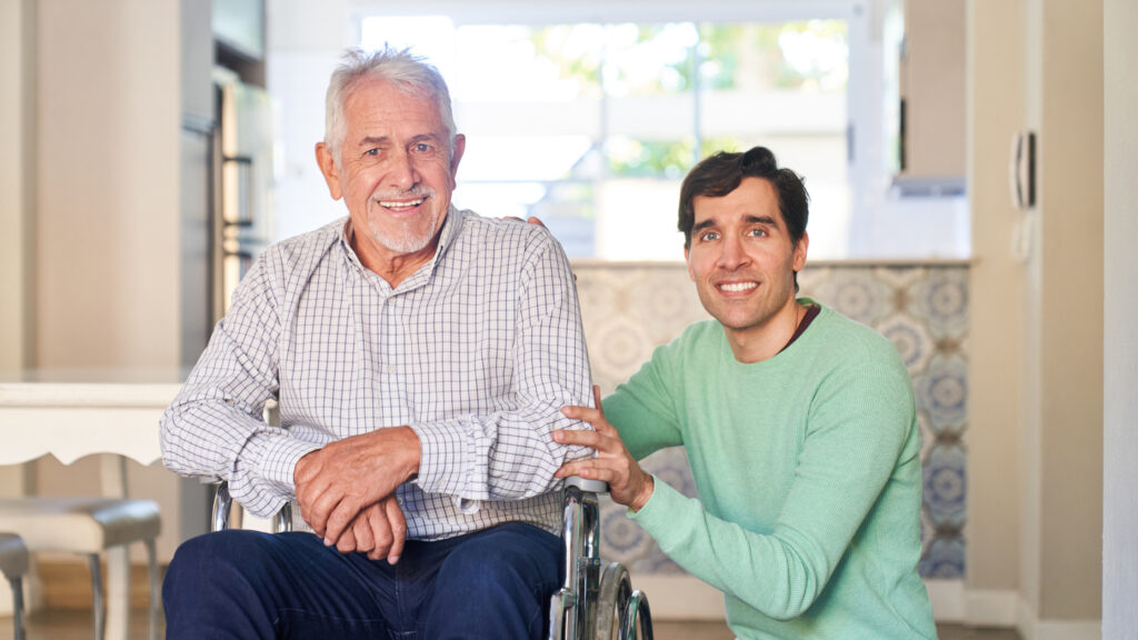 Older man with carer. Aged Care: Supporting Independence and Wellbeing